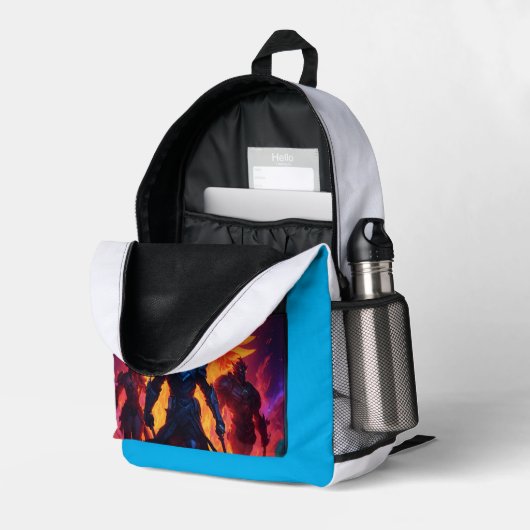 「アベンジャースパーヒーロースクールバッグ – パワーを解き放つ プリントバックパック (裏面右端 (見開き))