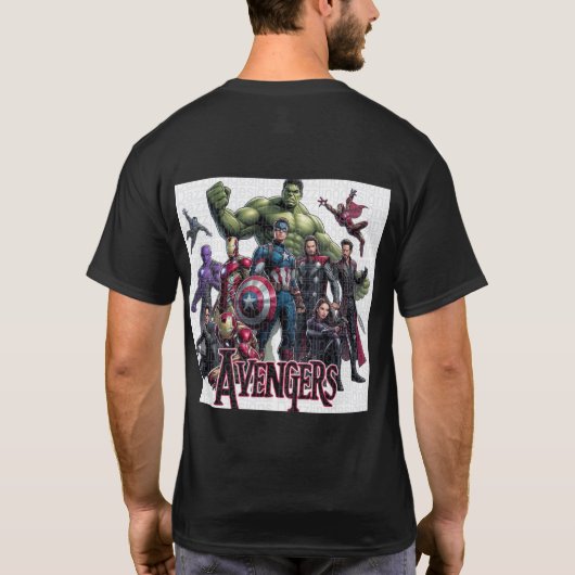アベンジャーズデザインのメンズTシャツ Tシャツ (裏面)