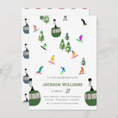 アペモダンルススノーボードスノーボード誕生日 招待状 (正面/裏面)