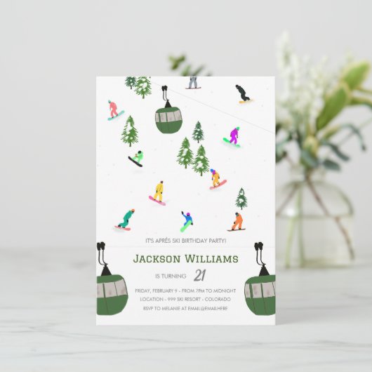 アペモダンルススノーボードスノーボード誕生日 招待状 (スタンド正面)