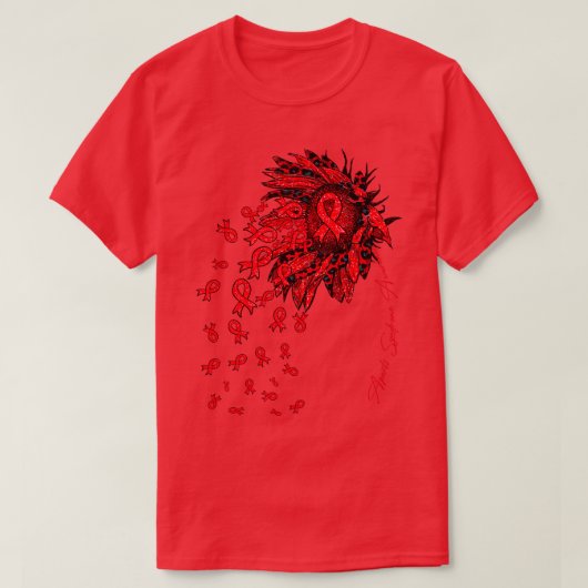 アペルト症候群認識度ひまわりリボン花 Tシャツ (デザイン正面)