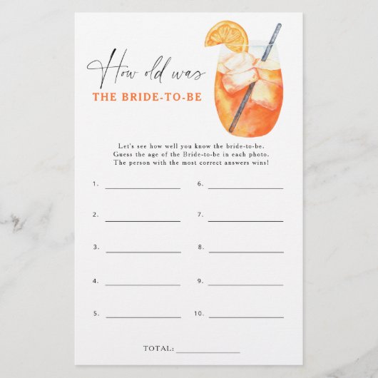 アペロカクテル – 新婦は何歳の時にゲームをしていた (正面)