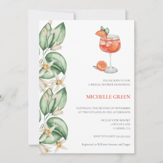 アペロスピリッツオレンジブライダルシャワー 招待状 (正面)