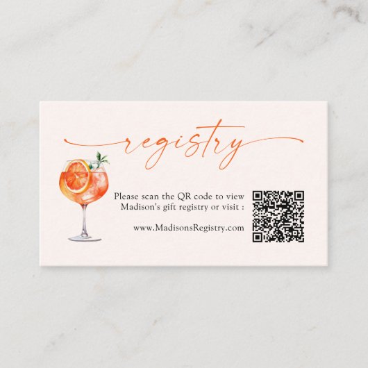 アペロスピリッツブライダルシャワーギフトレジストリ エンクロージャーカード (正面)