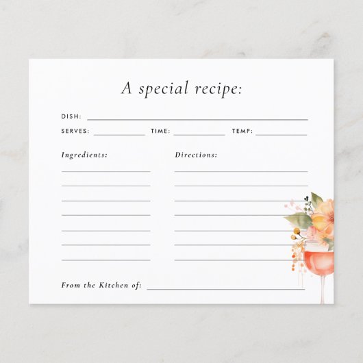 アペロスピリッツブライダルシャワーレシピカード (正面)