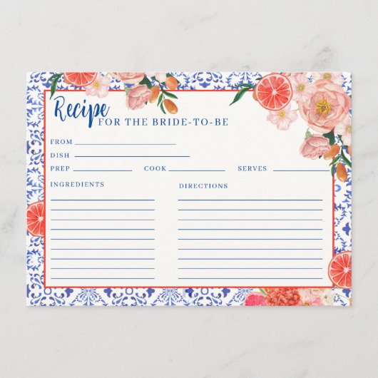 アペロスピリッツThatsアモアブライダルシャワーレシピ エンクロージャーカード (正面)