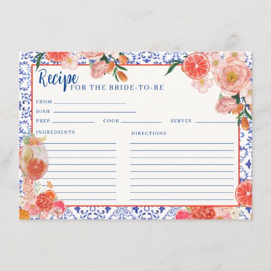 アペロスピリッツThatsアモアブライダルシャワーレシピ エンクロージャーカード (正面)