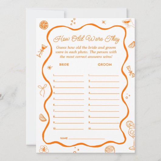 アペロックスプリッツブライダルシャワーゲージカード 招待状 (正面)