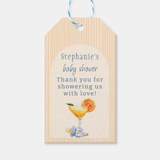 アペロルスピリッツブルーオレンジシトラスボーイベビーシャワー ギフトタグ (正面)