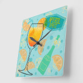 アペロルスプリッツカクテル スクエア壁時計 (傾斜)