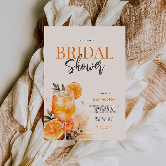 アペロールスピリッツ水彩ブライダルシャワー招待 招待状