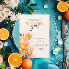 アペロールスプリッツの水彩ウェディングシャワー サンキューカード