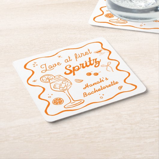 アペロールスプリッツの独身最後の夜  スクエアペーパーコースター (アングル)