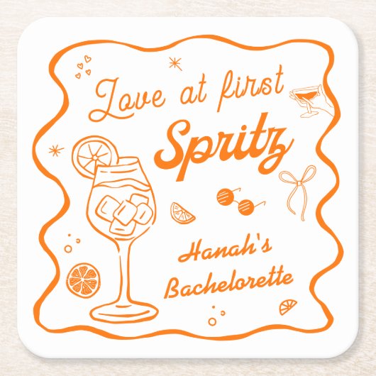 アペロールスプリッツの独身最後の夜  スクエアペーパーコースター (正面)