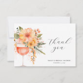 アペロールスプリッツの花を添えたブライズシャワー サンキューカード (正面)