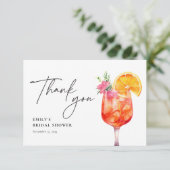 アペロールスプリッツの花を添えたブライズシャワー サンキューカード (スタンド正面)