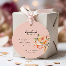 アペロールスプリッツの花を添えたブライズシャワー フェイバータグ