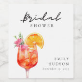 アペロールスプリッツの花を添えたブライズシャワー ワインラベル (シングルラベル)