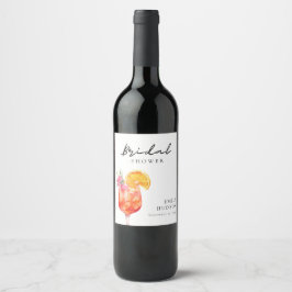 アペロールスプリッツの花を添えたブライズシャワー ワインラベル