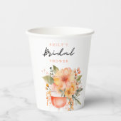 アペロールスプリッツの花を添えたブライズシャワー 紙コップ (正面)
