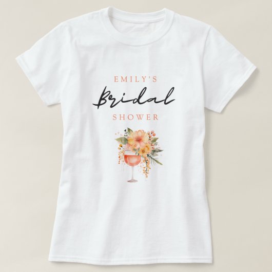 アペロールスプリッツの花を添えたブライズシャワー Tシャツ (デザイン正面)