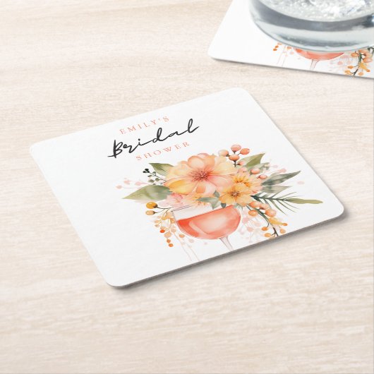 アペロールスプリッツの花嫁お披露目パーティー スクエアペーパーコースター (アングル)