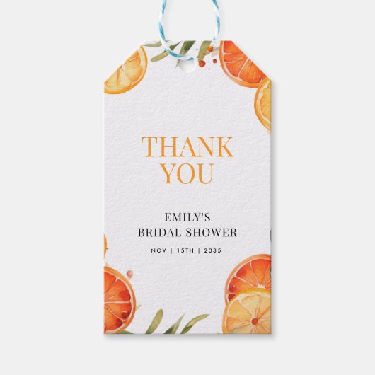 アペロールスプリッツ ウォーターカラーブライダルシャワー ギフトタグ (正面)