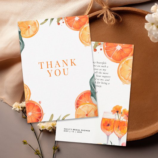 アペロールスプリッツ ウォーターカラー ブライダルシャワー サンキューカード