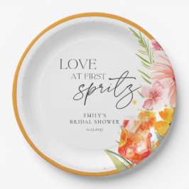 アペロールスプリッツ ウォーターカラー ブライダルシャワー ペーパープレート