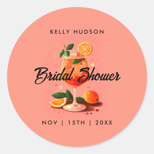 アペロールスプリッツ ドリンク ブライズシャワー ラウンドシール (正面)