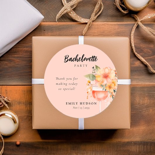アペロールスプリッツ フラワーバチェロレッテパーティー ラウンドシール