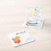 アペロールスプリッツ フラワーブライダルシャワー 招待状 スクエアペーパーコースター (インサイチュ)