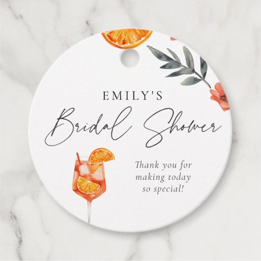 アペロールスプリッツ ブライダルシャワー クラシック ラウンド ステッカー フェイバータグ (正面)