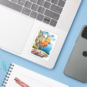 アペロール スプリッツァー 水彩 イタリアン コースト ポジターノ シール (ノートパソコンとiPhone)