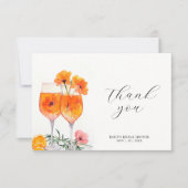 アペロール スプリッツ ウォーターカラー ブライダル シャワー サンキューカード (正面)