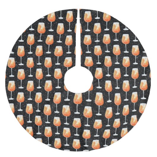 アペロール スプリッツ パターン ブラッシュドポリエステルツリースカート (正面)