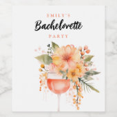 アペロール スプリッツ フラワーバチェロレッテ パーティー ワインラベル (シングルラベル)