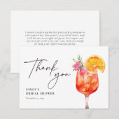 アペロール スプリッツ フラワーブライダルシャワー サンキューカード (正面/裏面)