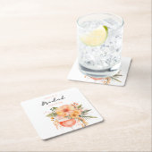 アペロール スプリッツ フラワーブライダルシャワー スクエアペーパーコースター (インサイチュ)