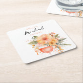 アペロール スプリッツ フラワーブライダルシャワー スクエアペーパーコースター (アングル)