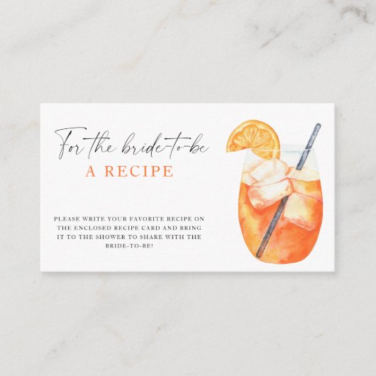 アペロ結婚ル・スピリッツ – 花嫁のためのレシピ エンクロージャーカード (正面)