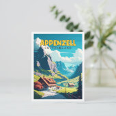 アペンツェルスイスヴィンテージ旅行イラストレーション ポストカード (スタンド正面)