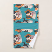 アペンニーウルフモザイクカスタムパタカラフルーン バスタオルセット (ハンドタオル)