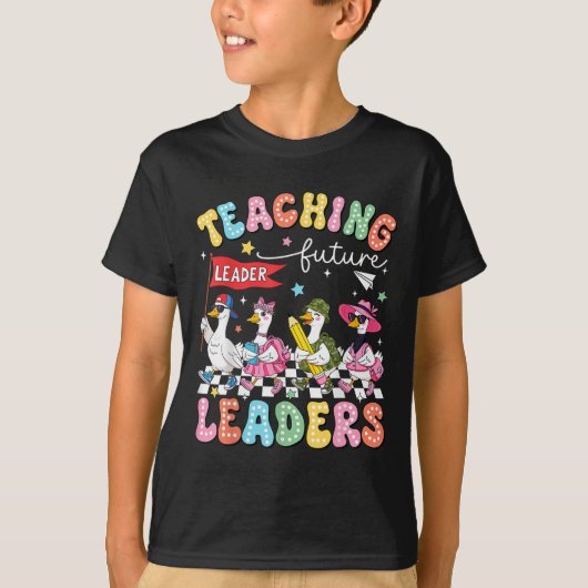アホなガチョウに導かれた未来のリーダー達 Tシャツ (正面)