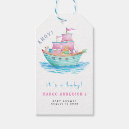 アホイそれはベビー船の動物の帆船の赤ちゃんシャワーだ ギフトタグ