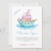 アホイそれはベビー船の動物の帆船の赤ちゃんシャワーだ サンキューカード (正面)