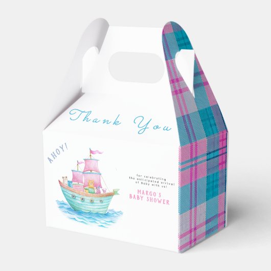 アホイそれはベビー船の動物の帆船の赤ちゃんシャワーだ フェイバーボックス (裏面サイド)