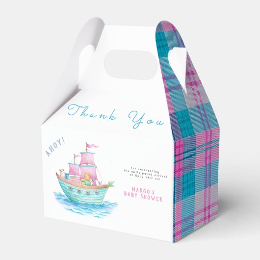 アホイそれはベビー船の動物の帆船の赤ちゃんシャワーだ フェイバーボックス (正面サイド)