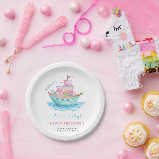 アホイそれはベビー船の動物の帆船の赤ちゃんシャワーだ ペーパープレート (パーティー)