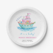 アホイそれはベビー船の動物の帆船の赤ちゃんシャワーだ ペーパープレート (正面)
